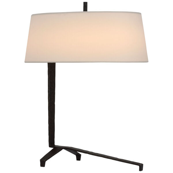Francesco Accent Lamp in Aged Iron with Linen Shade by Thomas O'Brien, image 1