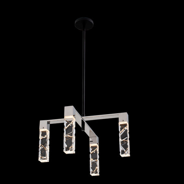 Serres Matte Black Polished Nickel Four-Light LED Chandelier with Firenze Crystal, image 2