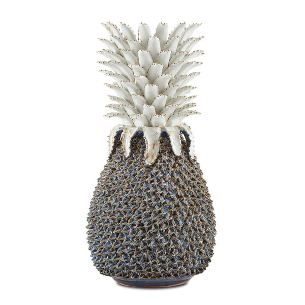 Waikiki Blue and White 11-Inch Large Pineapple Sculpture, image 1