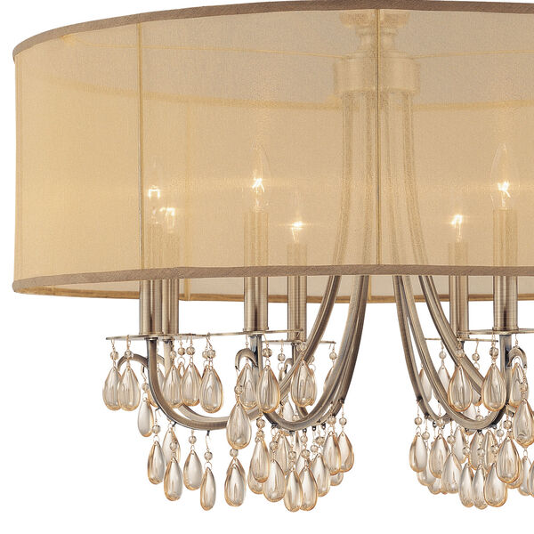 Hampton Antique Brass Eight-Light Chandelier with Etruscan Smooth Oyster Crystal, image 3