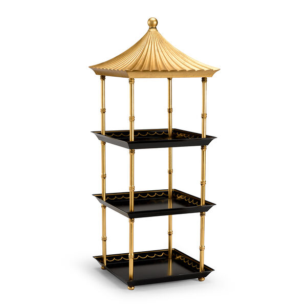 Bradshaw Orrell Black and Gold Pagoda Shelf, image 1