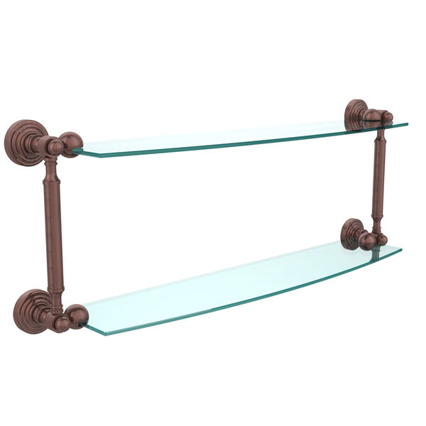 Waverly Place Collection 24 Inch Two Tiered Glass Shelf, Antique Copper, image 1