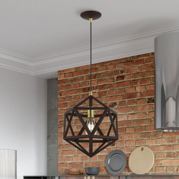 Ashland Bronze with Antique Brass Accents One-Light Pendant, image 4