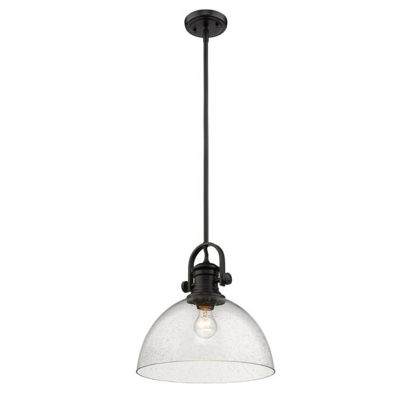 Afton Black 14-Inch One-Light Pendant with Seeded Glass, image 3