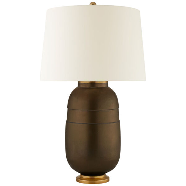 Newcomb Medium Table Lamp in Matte Bronze with Natural Percale Shade by Christopher Spitzmiller, image 1