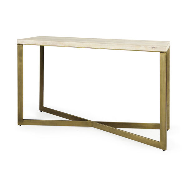 Faye Light Brown and Gold X-Shaped Console Table, image 1