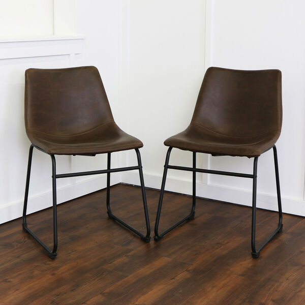 Brown Faux Leather Dining Chairs - Set of 2, image 1