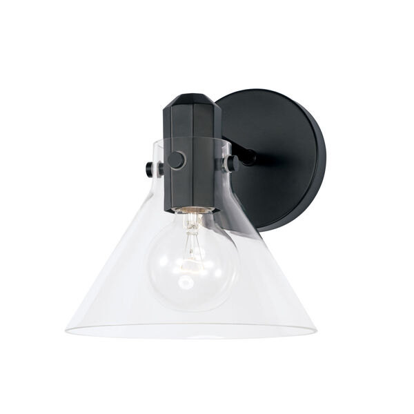Greer Matte Black One-Light Sconce with Clear Glass, image 1