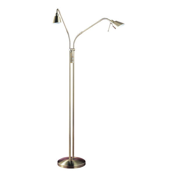 Oslo Twins Antique Brass Two-Light Floor Lamp, image 1