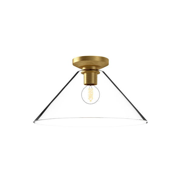 Salem Brushed Gold One-Light Flush Mount with Clear Glass, image 1