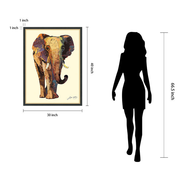 Black Framed Elephant Dimensional Collage Graphic Glass Wall Art, image 6