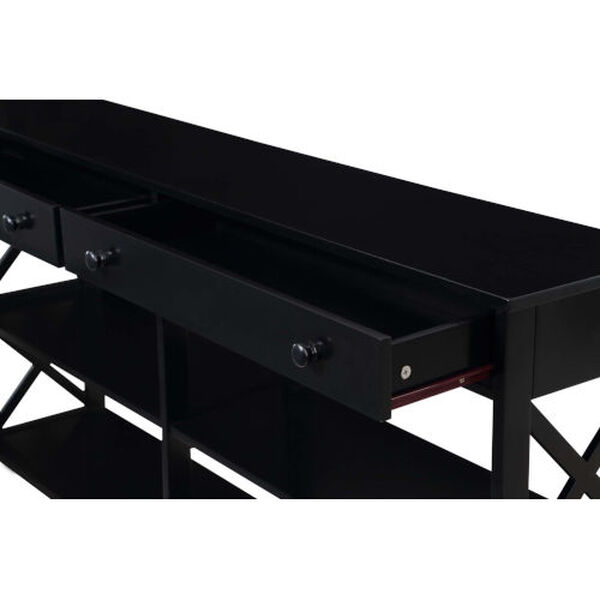 Oxford Black Two-Drawer Console Table with Shelves, image 6
