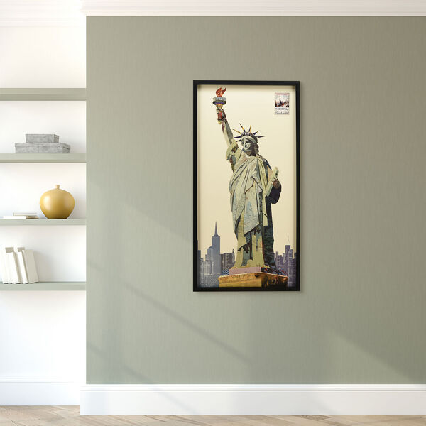 Black Framed Lady Liberty Dimensional Collage Graphic Glass Wall Art, image 4