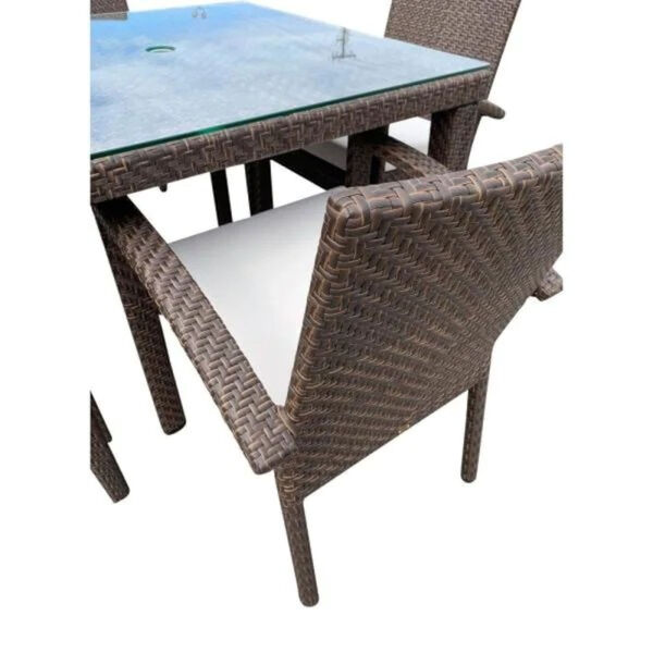 Soho Canvas Aruba Five-Piece Square Dining Arm Chair Set with Cushions, image 3