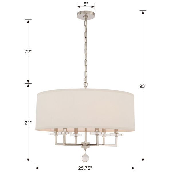 Paxton Six-Light Polished Nickel Chandelier, image 5