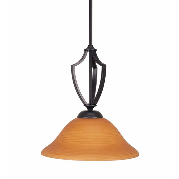 Zilo Matte Black One-Light Pendant with 12-Inch Cayenne Linen Glass, image 1