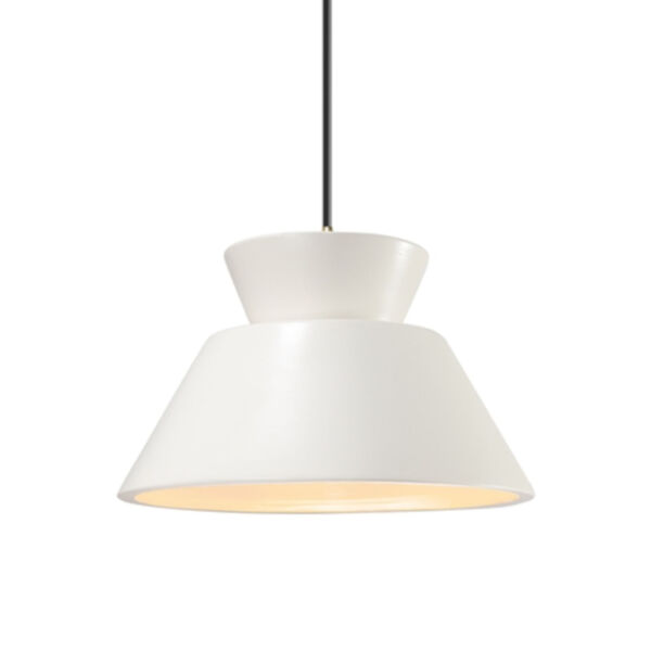 Radiance Gloss White and Antique Brass LED Pendant, image 1