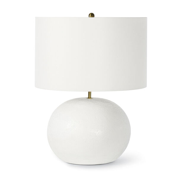 Blanche White and Natural Brass One-Light Table Lamp with Linen Shade, image 1