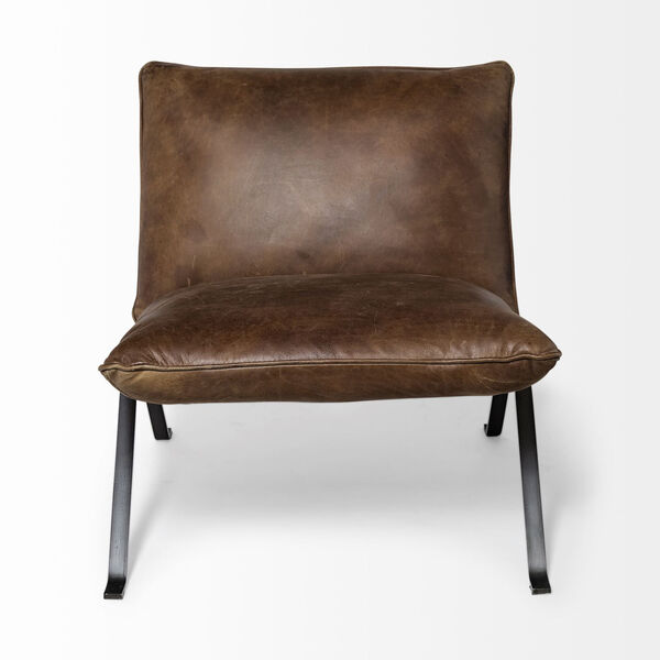 Flavelle I Brown Leather Cusion Seat Slipper Chair, image 2