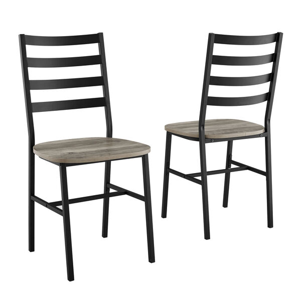 Gray and Black Slat Back Dining Chair, Set of 2, image 2