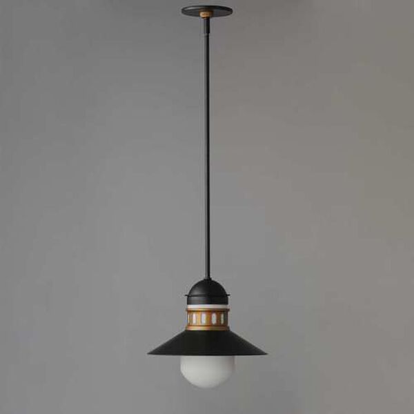 Admiralty Black Antique Brass One-Light Outdoor Pendant, image 2