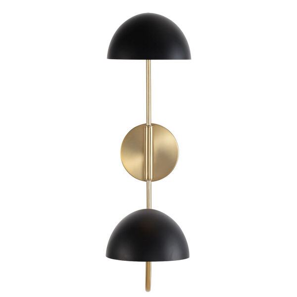 Trilby Matte Black and Burnished Brass Two-Light Wall Sconce, image 2
