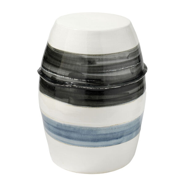 Horizon Grey Black White Ceramic Striped Side Table, image 1