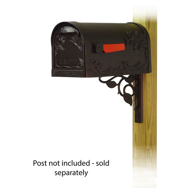 Curbside Black Hummingbird Mailbox with Floral Front Single Mounting Bracket, image 1
