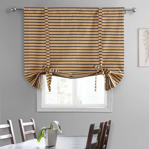 Gold And Black Hand Weaved Cotton Tie Up Window Shade Single Panel, image 2
