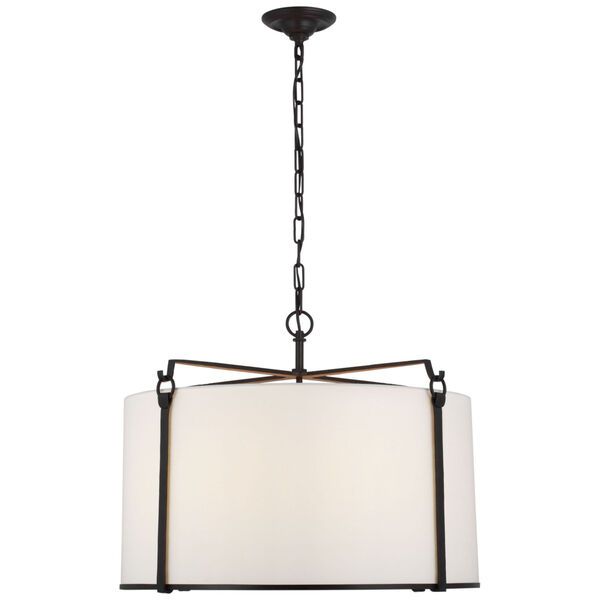 Aspen Large Hanging Shade in Blackened Rust with Linen Shade by Ian K. Fowler, image 1