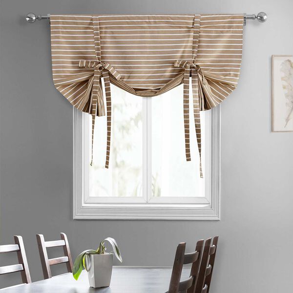 Brown And White Hand Weaved Cotton Tie Up Window Shade Single Panel, image 4