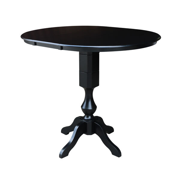 Black 36-Inch Curved Pedestal Bar Height Table with 12-Inch Leaf, image 3