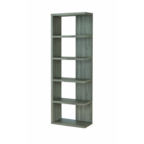 Weathered Grey 5-Tier Semi-Backless Bookcase, image 6