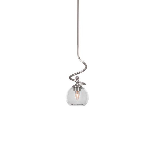 Capri Brushed Nickel One-Light Mini Pendant with Six-Inch Clear Bubble Glass, image 1