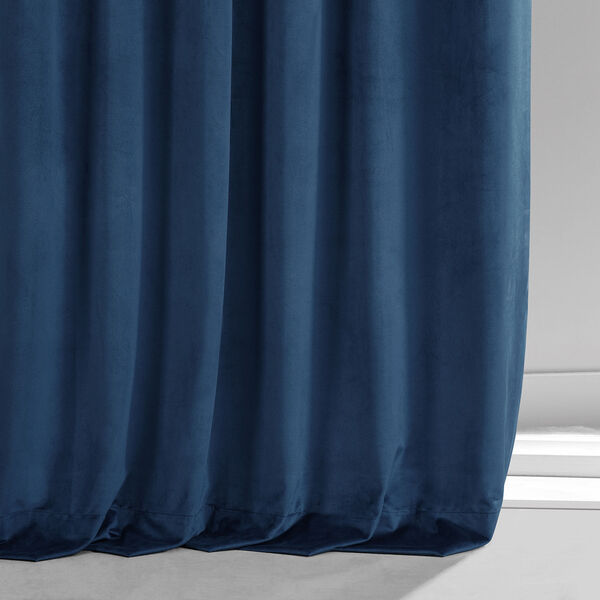 Signature Dreamland Blue Plush Velvet Hotel Blackout Single Panel Curtain, image 5