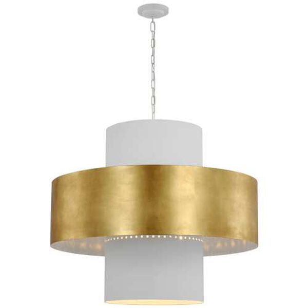 Chalmette Plaster White and Gold 38-Inch Eight-Light Layered Pendant by Julie Neill, image 1