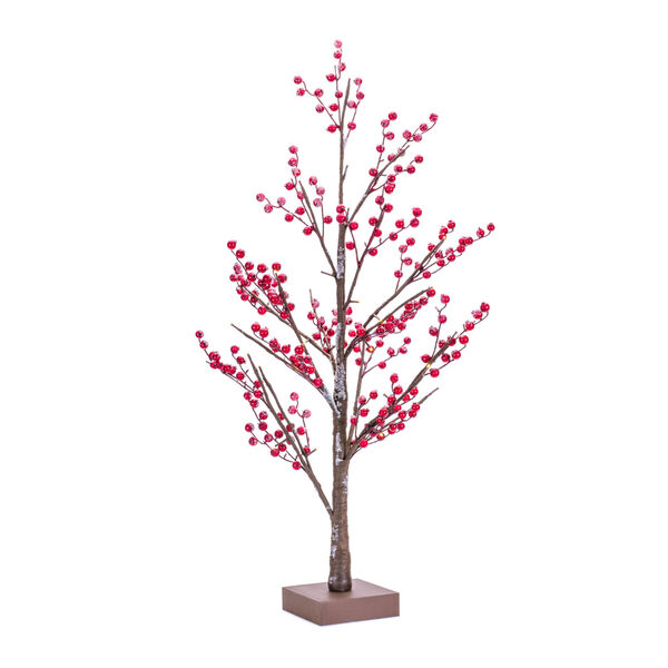 Red 38-Inch LED and Berry Tree Holiday Tabletop Decor, image 1