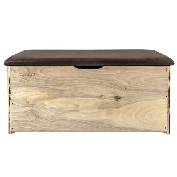 Montana Clear Lacquer Blanket Chest with Saddle Upholstery, image 6