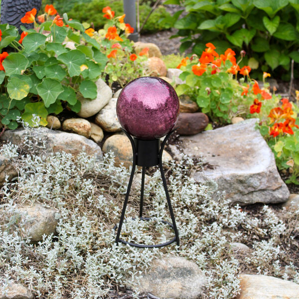 Purple Crackle Glass Gazing Globe with Stand, image 2