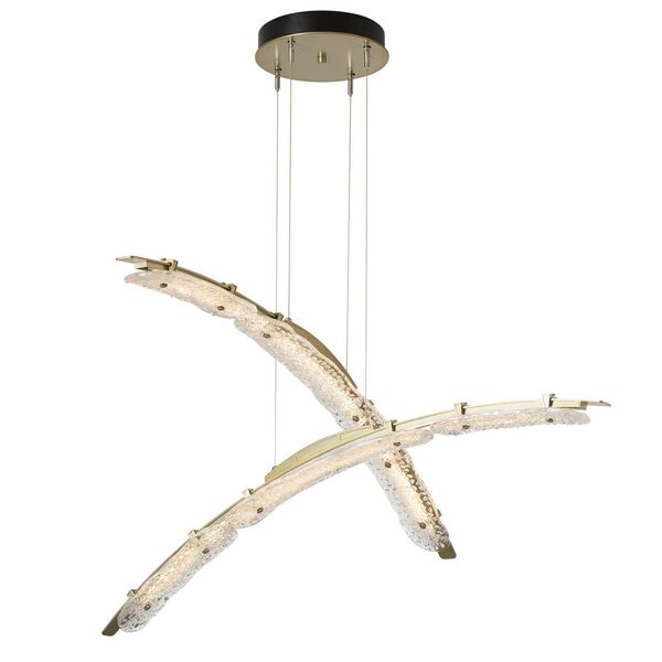 Glissade Modern Brass Two-Light Integrated LED Pendant with Clear Glass, image 1
