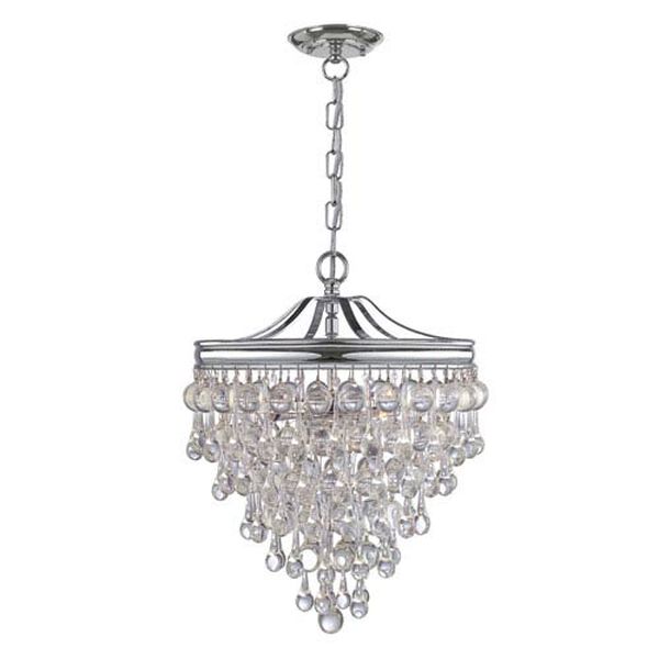 Hopewell Polished Chrome Three-Light Chandelier with Clear Crystal, image 1