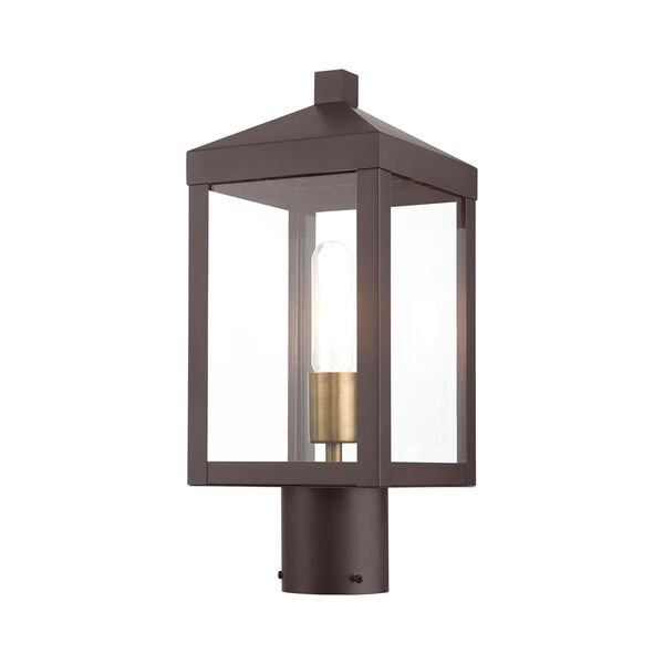 Nyack Bronze and Antique Brass Cluster One-Light Outdoor Post Light, image 4