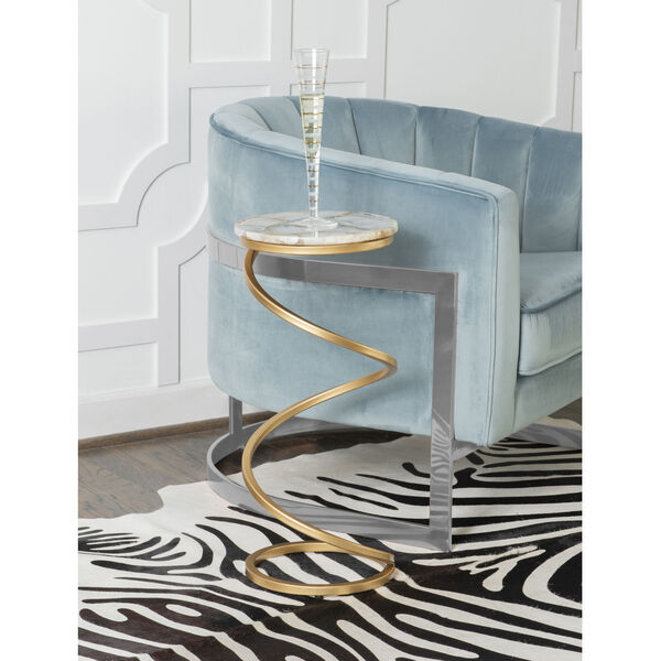 Milan Gray Agate Gold Base Side Table, image 4