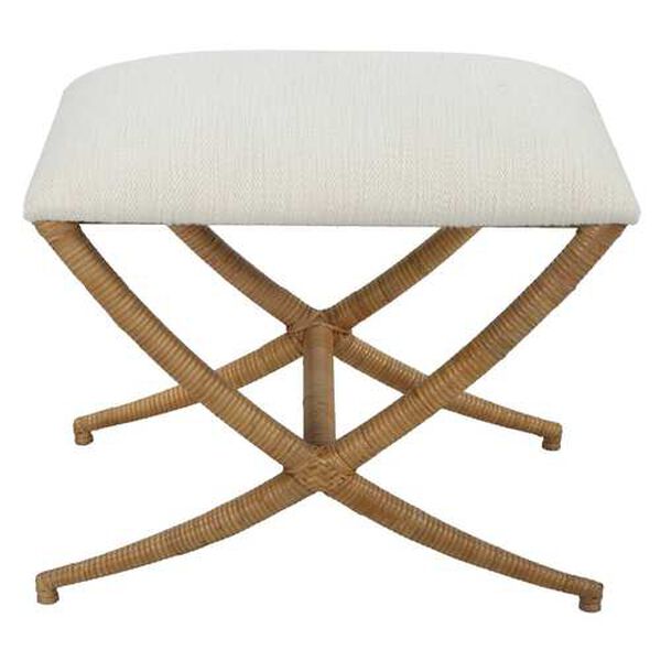 Expedition Natural and White Fabric Small Bench, image 1