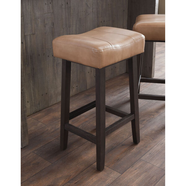 Lauri Camel Beige and Dark Brown Backless Counterstool, image 4