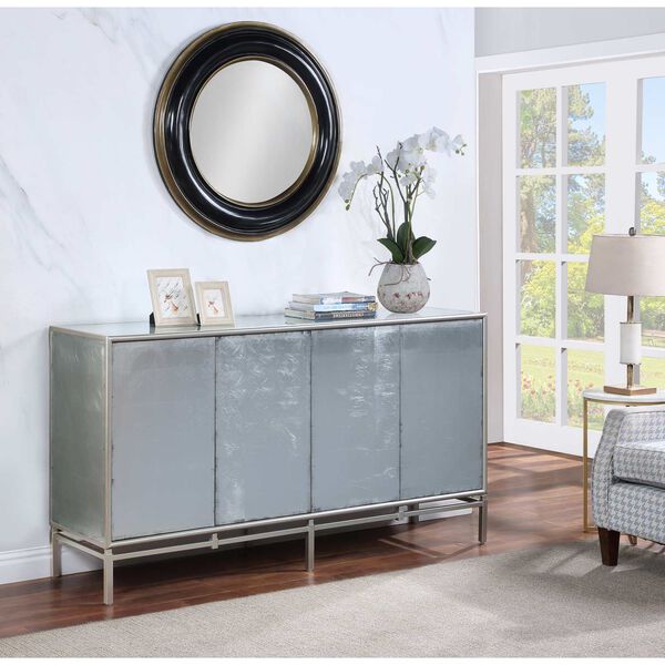 Zariyah Silver Leaf Cabinet with Four Doors, image 6