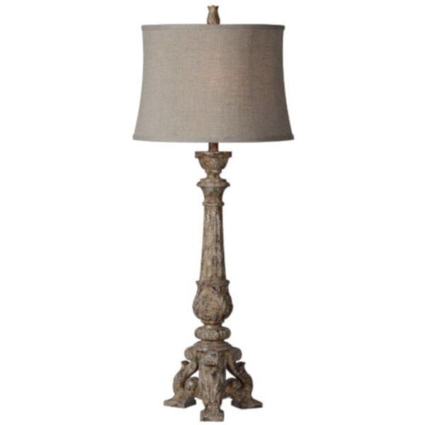 Partridge Distressed Brown and Cream One-Light Buffet Lamp Set of Two, image 1
