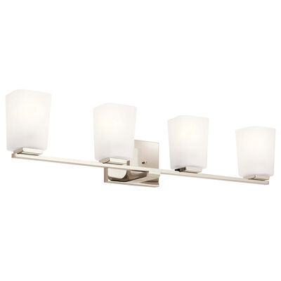 Quorum 5011-4-62 Transitional Four Light Vanity from Richmond Collection in Polished Nickel Finish, 
