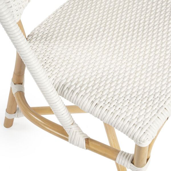 Tenor White and Beige Rattan Dining Chair, image 6