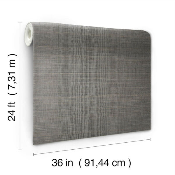 Antonina Vella Elegant Earth Charcoal Abaca Weaves Wallpaper, image 3